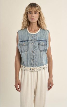 Molly Bracken Mouwloos jeansjasje met borduursel