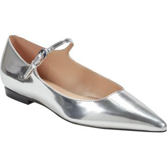 Marc Fisher Trella Mary Jane Pointed Toe Flat in Metallic Silver at Nordstrom Rack, Size 8.5