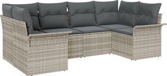 vidaXL Vidaxl - Garden Sofa Set with Cushion 6 pcs Light grey Poly rattan