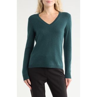 Nordstrom Cashmere V-Neck Sweater in Green Moss at Nordstrom Rack, Size Xx-Large
