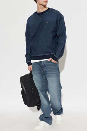 Emporio Armani Sweatshirt With Logo, Mens, Navy Blue