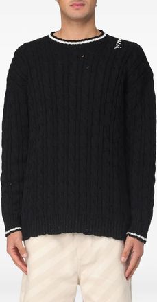 Marni cable-knit round-neck sweater - men - Cotton - 48 - Black