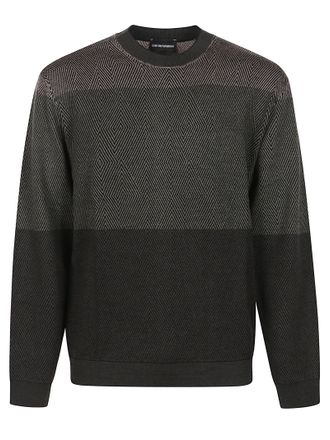 Emporio Armani Geometric Patterned Virgin Wool Sweater