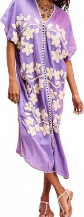Momo Ibiza Embroidered Kaftan Midi Dress In Purple