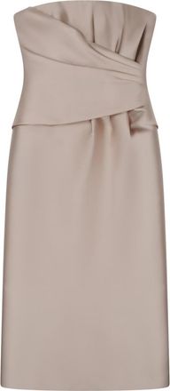 Alberta Ferretti Beige Solid Strapless Midi Dress
