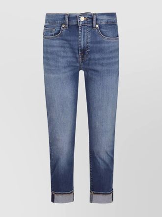 7 For All Mankind denim mid-rise cropped skinny jeans