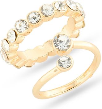 Nordstrom Rack Set of 2 Bypass & Eternity Rings in Clear- Gold at Nordstrom Rack, Size 7