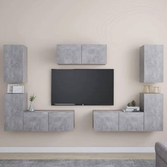 Berkfield Home 7 Piece TV Cabinet Set Concrete Grey Engineered Wood