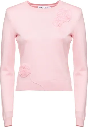 Self Portrait Pink Flower Lace Sweater