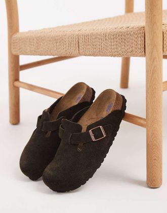 Birkenstock Boston - Zoccoli in camoscio marrone moka