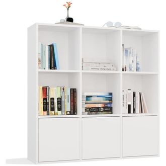 Topeshop MALAX - Scaffale bianco - 3 ante - Scomparti cubici 110×110 cm - Sistema Tip-On