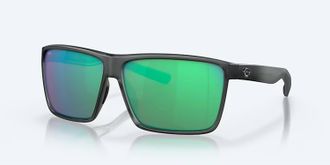 Costa Unisex Rincon Polarized Sunglasses In Matte Smoke Crystal Frame Green Mirror