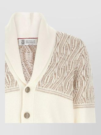 Brunello Cucinelli cotton jacquard shawl neck cardigan