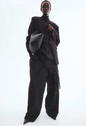 H&M Collarless Jersey Blazer in Black at Nordstrom, Size Medium