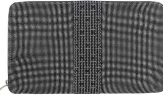Herm&egrave;s Gray Canvas Long Wallet (Bi-Fold) (Pre-Owned)