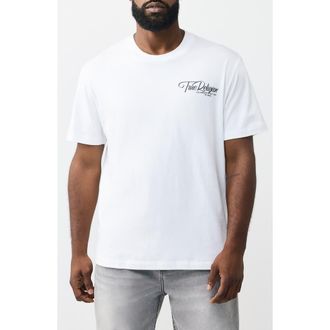 True Religion Ribbon Sketch Logo Graphic T-Shirt in Optic White at Nordstrom Rack, Size X-Large