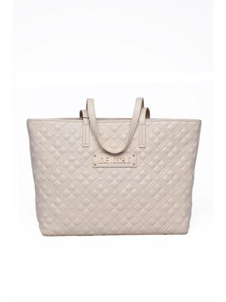 Love Moschino White Quilted Embossed Logo Polyurethane Tote Bag