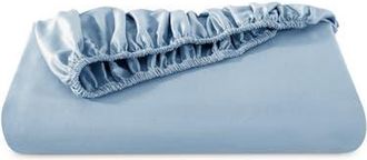 Bare Home 400 Thread Count Organic Cotton Sateen Fitted Sheet in Dusty Blue at Nordstrom, Size California King