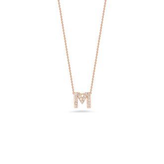 Roberto Coin Tiny Treasures Diamond Love Letter Necklace M 18K Rose Gold 001634AXCHXM