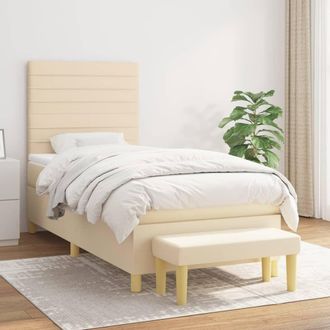 vidaXL Vidaxl - Cama Box Spring Con Colch&oacute;n Tela Color Crema 90x190 Cm
