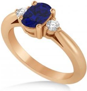 Allurez Cushion Blue Sapphire & Diamond Three-Stone Engagement Ring 14k Rose Gold (1.14ct)