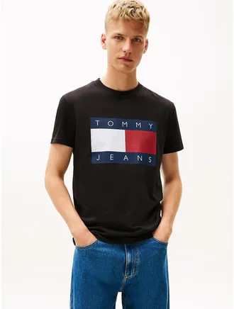 Tommy Hilfiger Mens Tommy Jeans Big Flag Logo T-Shirt - Black - XL