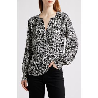 Nic+Zoe Spotted Around Long Sleeve Top in Black Multi at Nordstrom, Size X-Small