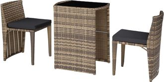 TecTake Conjunto de rat&aacute;n y aluminio, natural