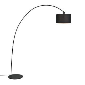 QAZQA Lampada Da Terra Arco Vinossa - Moderno - Tessuto,acciaio - Nero - Oblungo Max. 1 X Watt - Qazqa