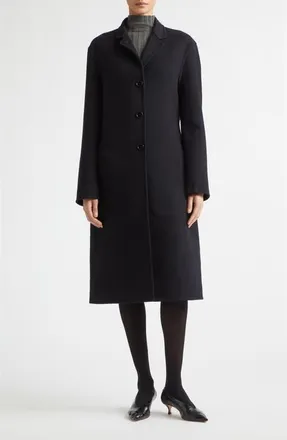 Jil Sander Slim Fit Double Face Cashmere & Virgin Wool Coat in Midnight at Nordstrom, Size 40