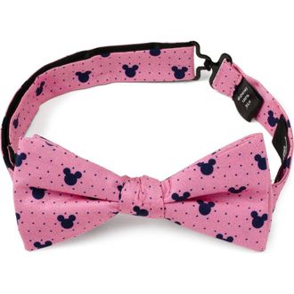 Cufflinks Inc. Mickey Mouse Polka Dot Silk Bow Tie in Pink at Nordstrom