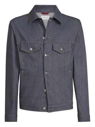 Brunello Cucinelli chest-pocket denim jacket - men - Cotton/Elastane - 46 - Grey