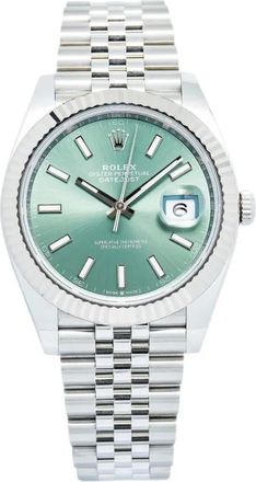 Rolex 18kt witgouden Datejust Oyster Perpetual horloge 41mm - Groen