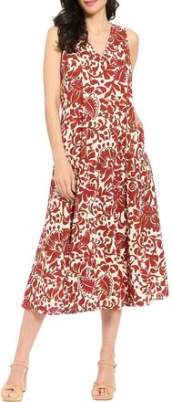 London Times A-Line Godet Dress in Whisper White/Picante at Nordstrom Rack, Size X-Large