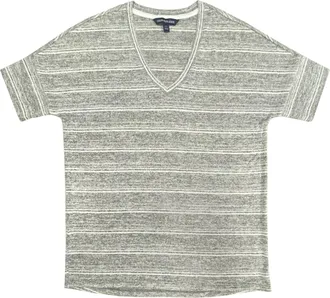 Calvin Klein Womens V Neck Knit Top In Light Gray Marl