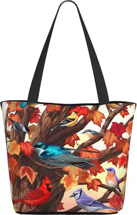 AOOEDM Fall Cardinal Birds And Maple Leaves Ladies Shopping Bag 13x11x7in.The Perfect ValentineS Day Gift.It Is The Best ValentineS Day Gift For Mom, Daughte