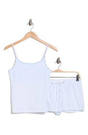 Calvin Klein Stretch Cotton Camisole & Shorts Pajamas in Ck Gingham, Ice Water at Nordstrom Rack, Size X-Large