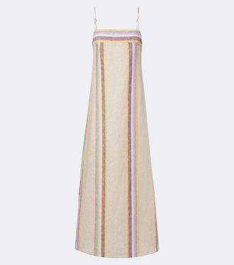 Staud Laura striped linen maxi dress