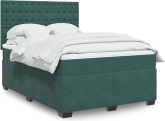 vidaXL Vidaxl - Cama Box Spring Con Colch&oacute;n Terciopelo Verde Oscuro 140x200 Cm