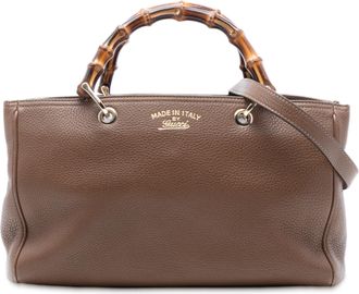 Gucci Tan Medium Calfskin Bamboo Shopper Satchel