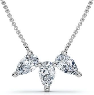 Pompeii3 1/2Ct Trio Pear Shape Diamond 18 Necklace 14k Gold Pendant