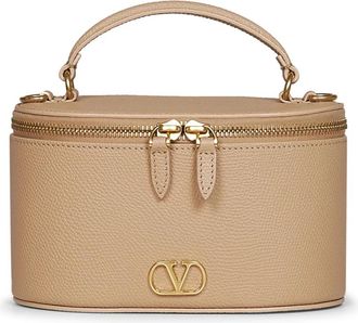 Valentino Garavani VLogo Signature Mini Vanity Bag - Dames - Handtassen - Beige - ONE Size - Leer - Tassen