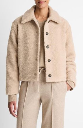 Vince High Pile Fleece Jacket in Marzipan at Nordstrom, Size X-Large
