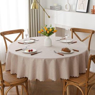 OEM Mantel Redondo De 120 Cm De Di&aacute;metro, Tejido Resistente Y Lavable, Ideal Para Buf&eacute;s, Fiestas, Cenas, Bodas Y Baby Showers (color Caf&eacute; Y C&aacute;&ntilde;amo)