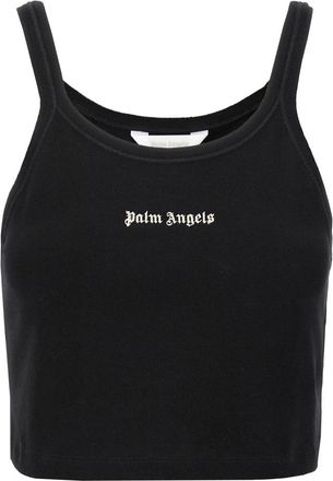 Palm Angels Classic Logo Crop Tank Top - Dames - Tops zonder mouwen - Zwart - XS - Katoen - Tops