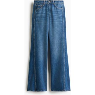 H&M Flared High Waist Jeans in Denim Blue at Nordstrom, Size 16