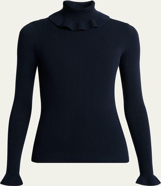 Chloé Ruffle Frill Rib Knit Sweater