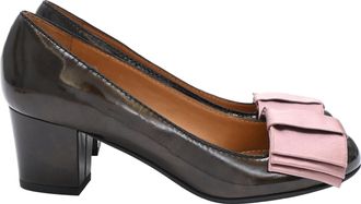 Lanvin Mid-Heel Bow Pumps in Black Patent Leather