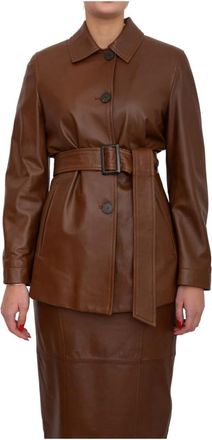 Max Mara Dames, Jassen, Bruin, Maat: L Leer