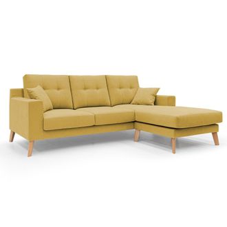 Divani.Store Danish Sof&aacute; Rinconero Moderno Reversible De Tela Suave E Impermeable 237 Cm Amarillo